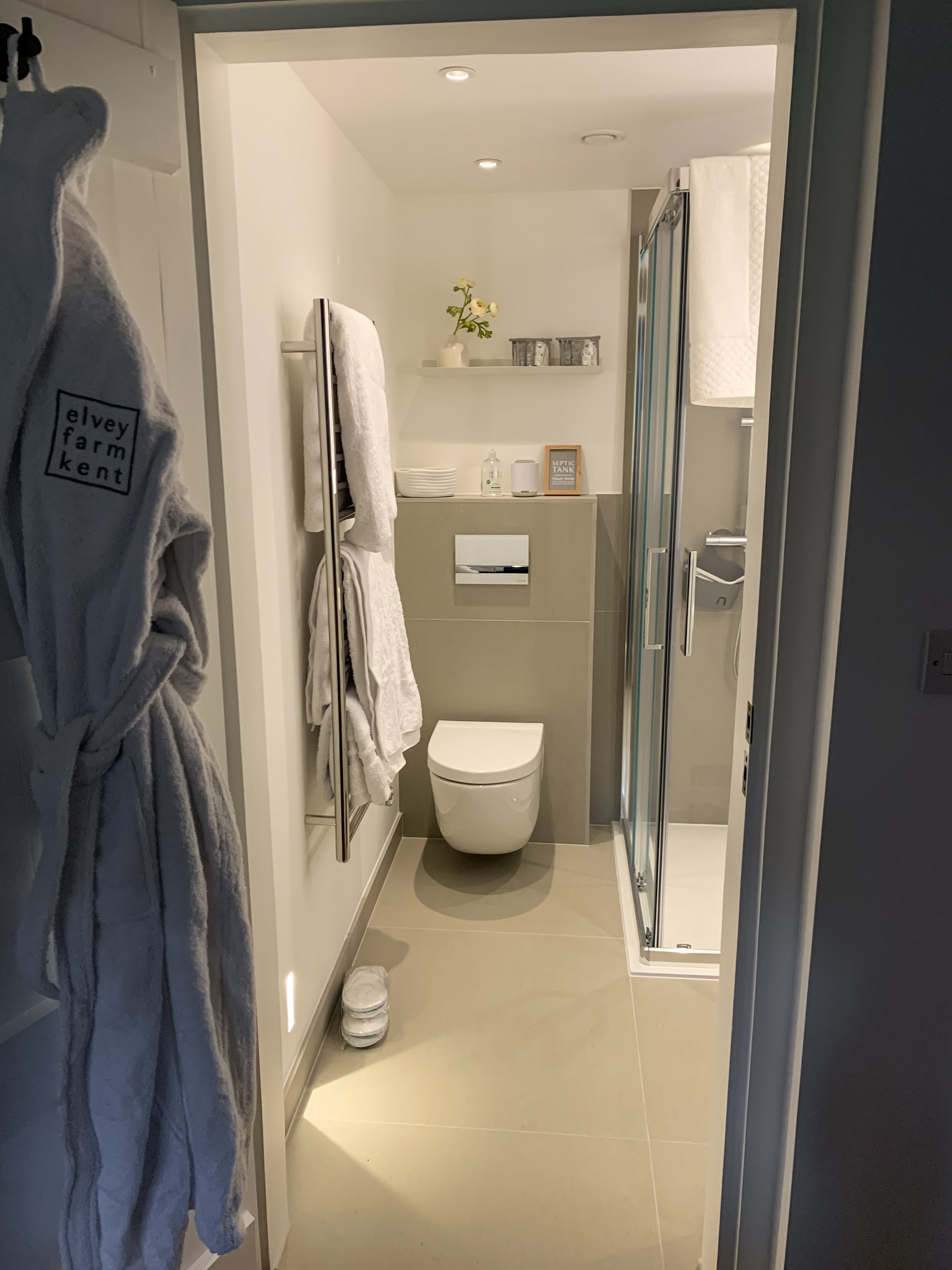 Branded robes and luxurious bathroom staples