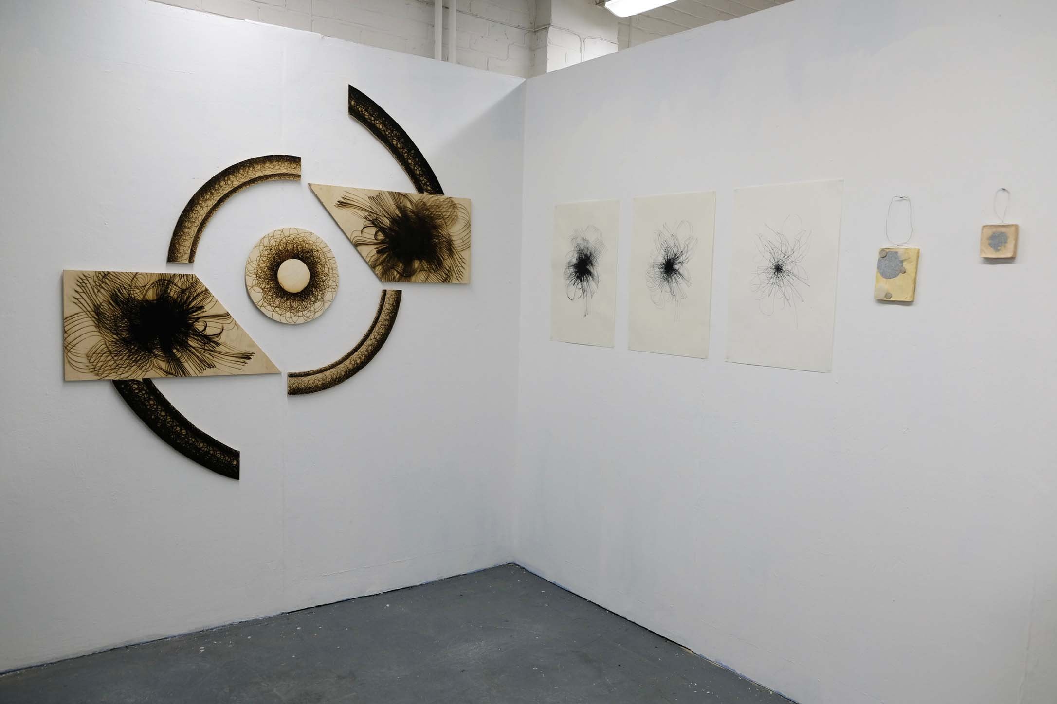 "A Cosmic Fixed Potential," Laser cut, Screenprint, and Plaster Installation, 3.5 x 3 m, 2021