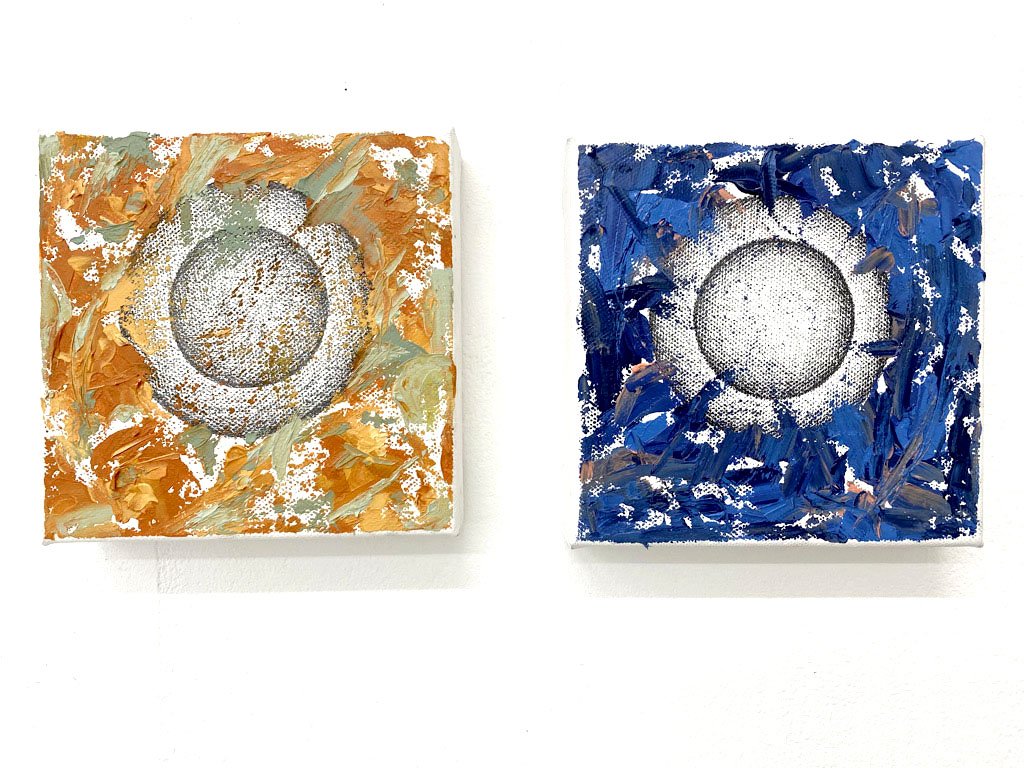 Oil on Canvas and Graphite, 2021, 8x8" (each)