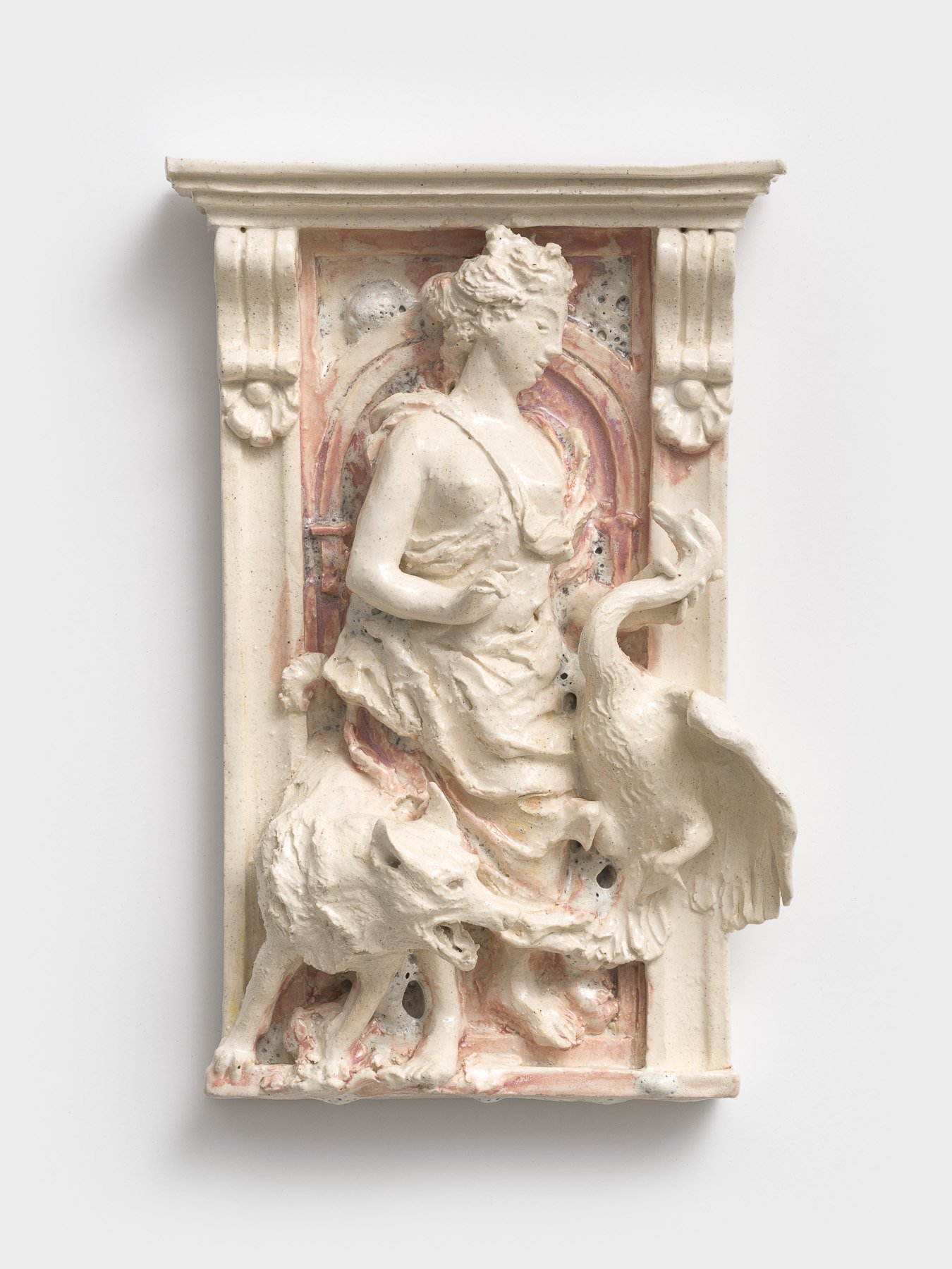 Leda and the Swan (Wall Sculpture).  Ceramic.  10.25 x 6.25 x 3."  2026.
