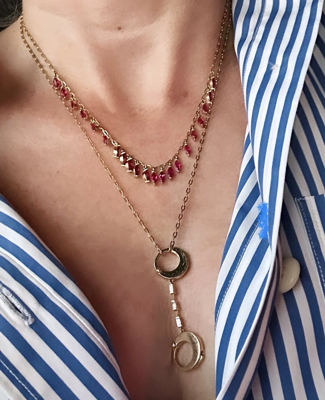 Unexpected combinations are not boring #ruby #raspberryred #handcuffs #necklace
