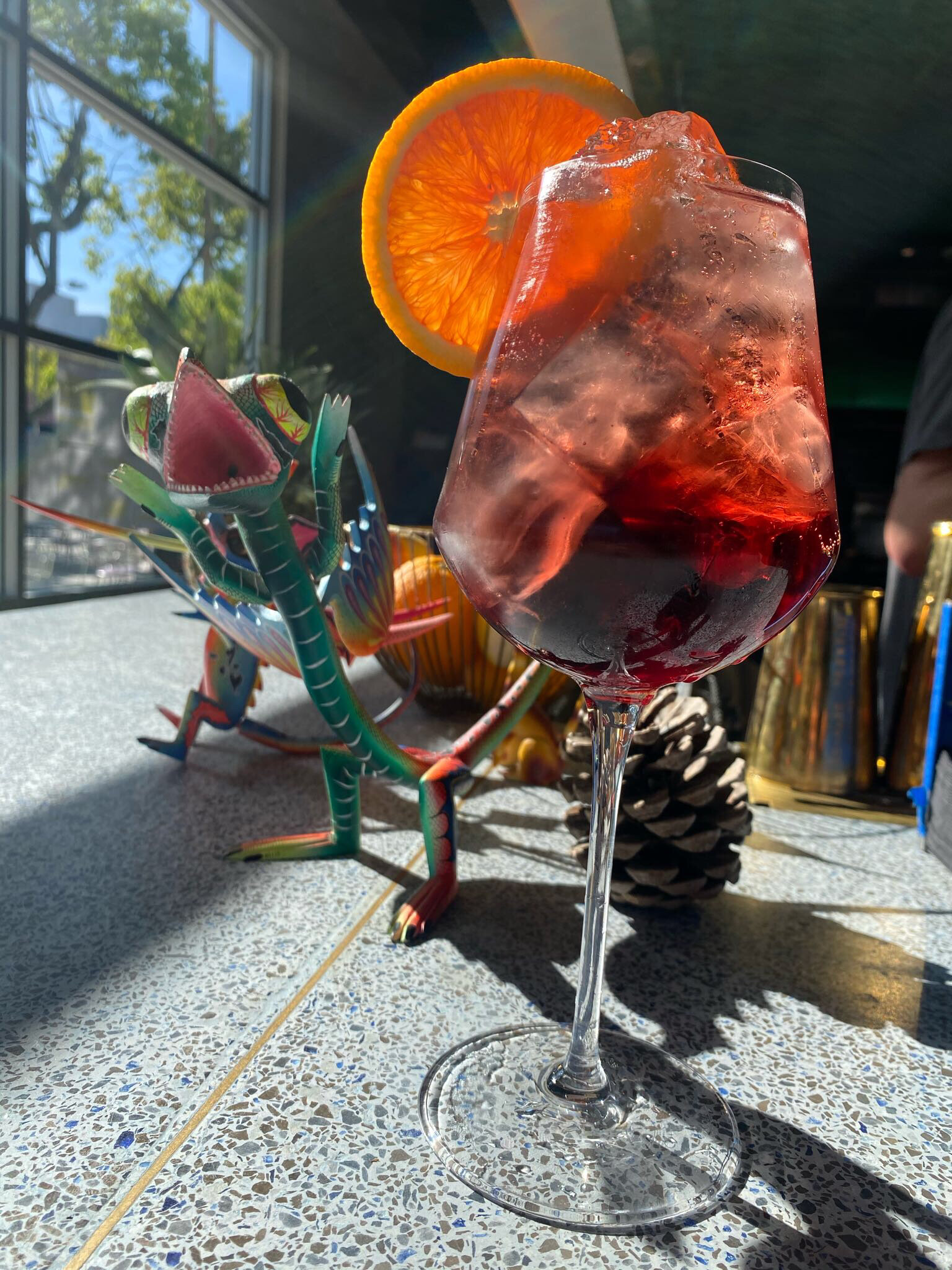 Lo Fi Spritz Cocktail with Lo fi Gentian Amaro, Folktale Brut, Sparkling Water