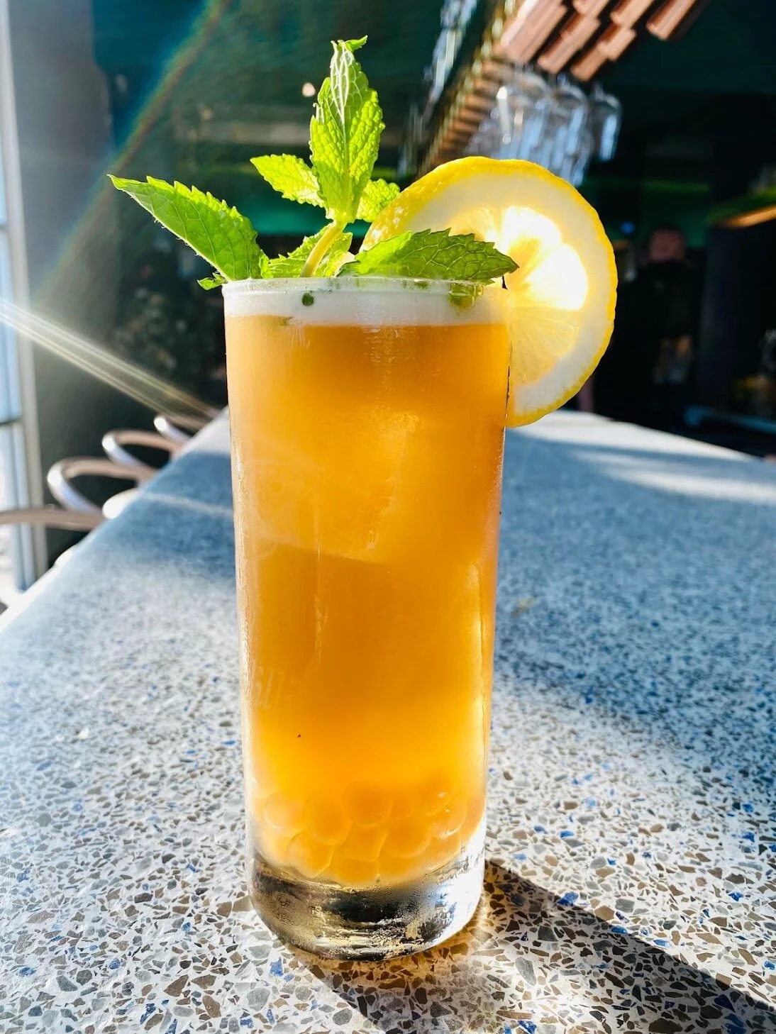 Amaro Sour made with Fords Gin, Lazzaroni Fernet, Montenegro Amaro, Lemon