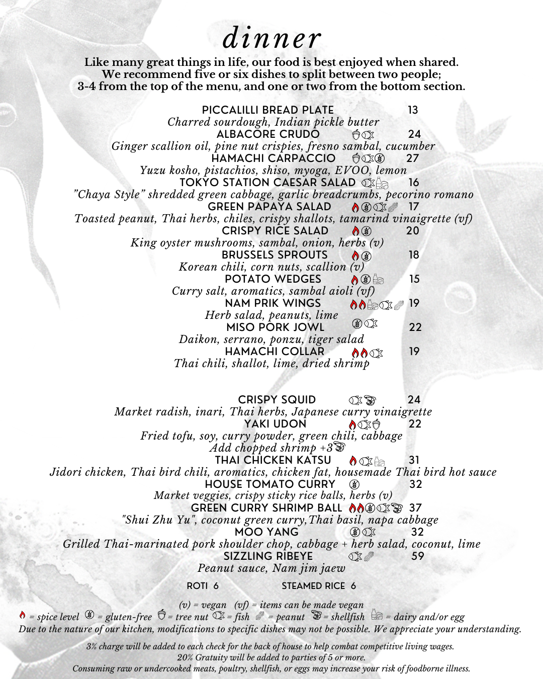 Piccalilli Dinner menu