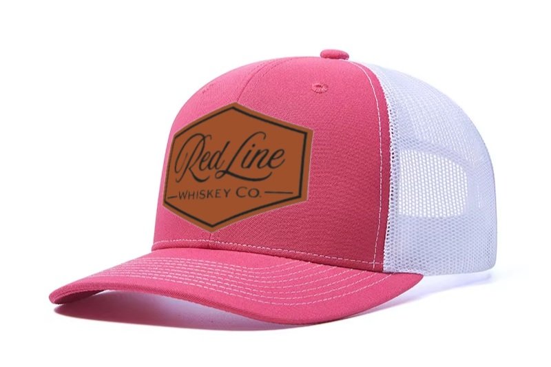 Leather Patch-Mesh Back Hat-Pink/White
