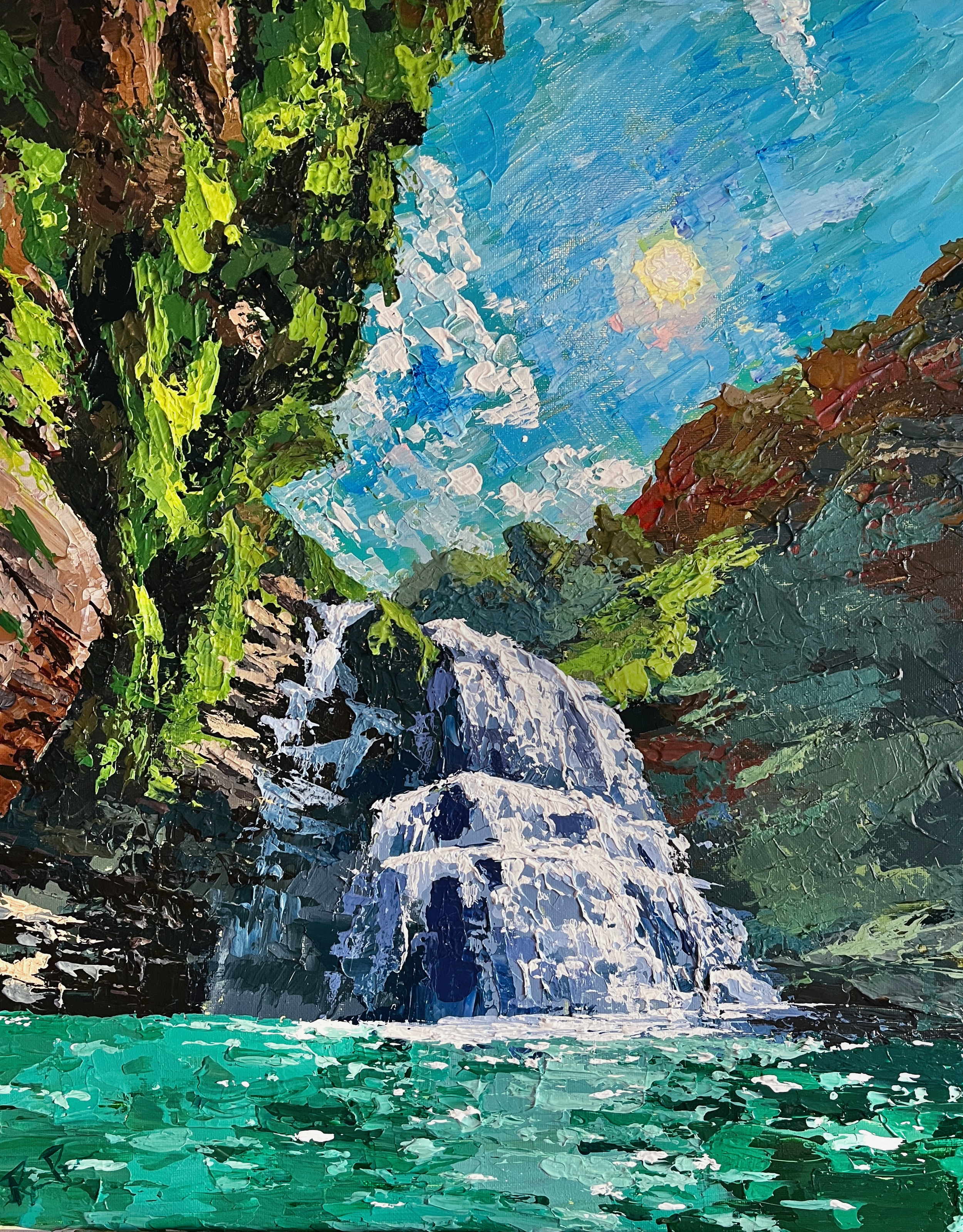 Nauyaca Falls. Acrylic on canvas, 16x20", 2025.