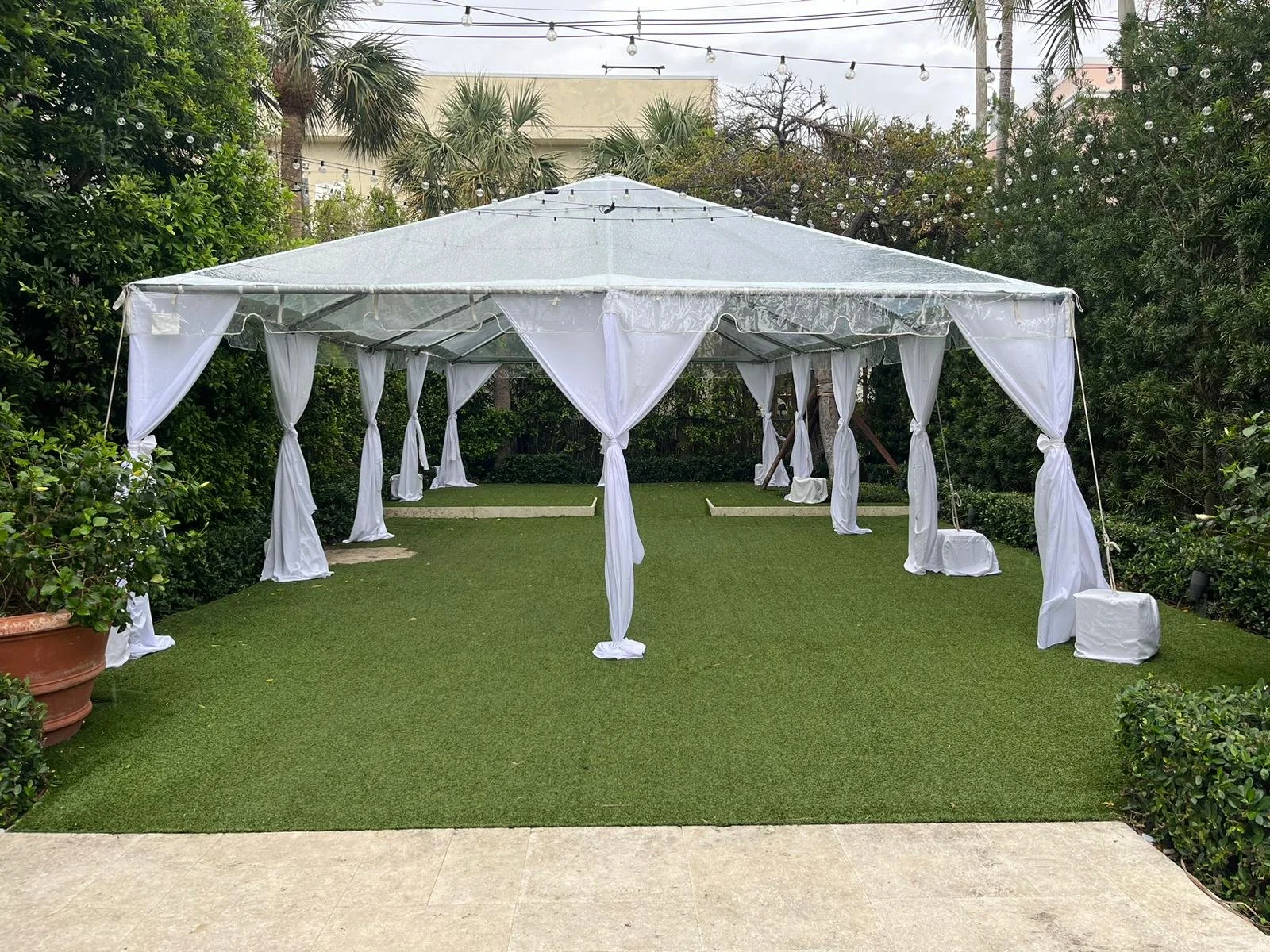 Tent with leg drapes