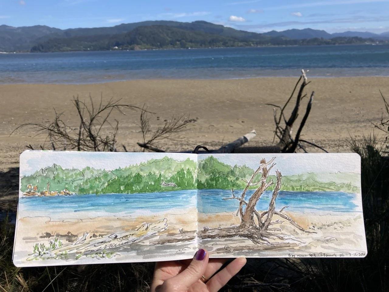 Watercolor sketchbook on the Oregon coast.