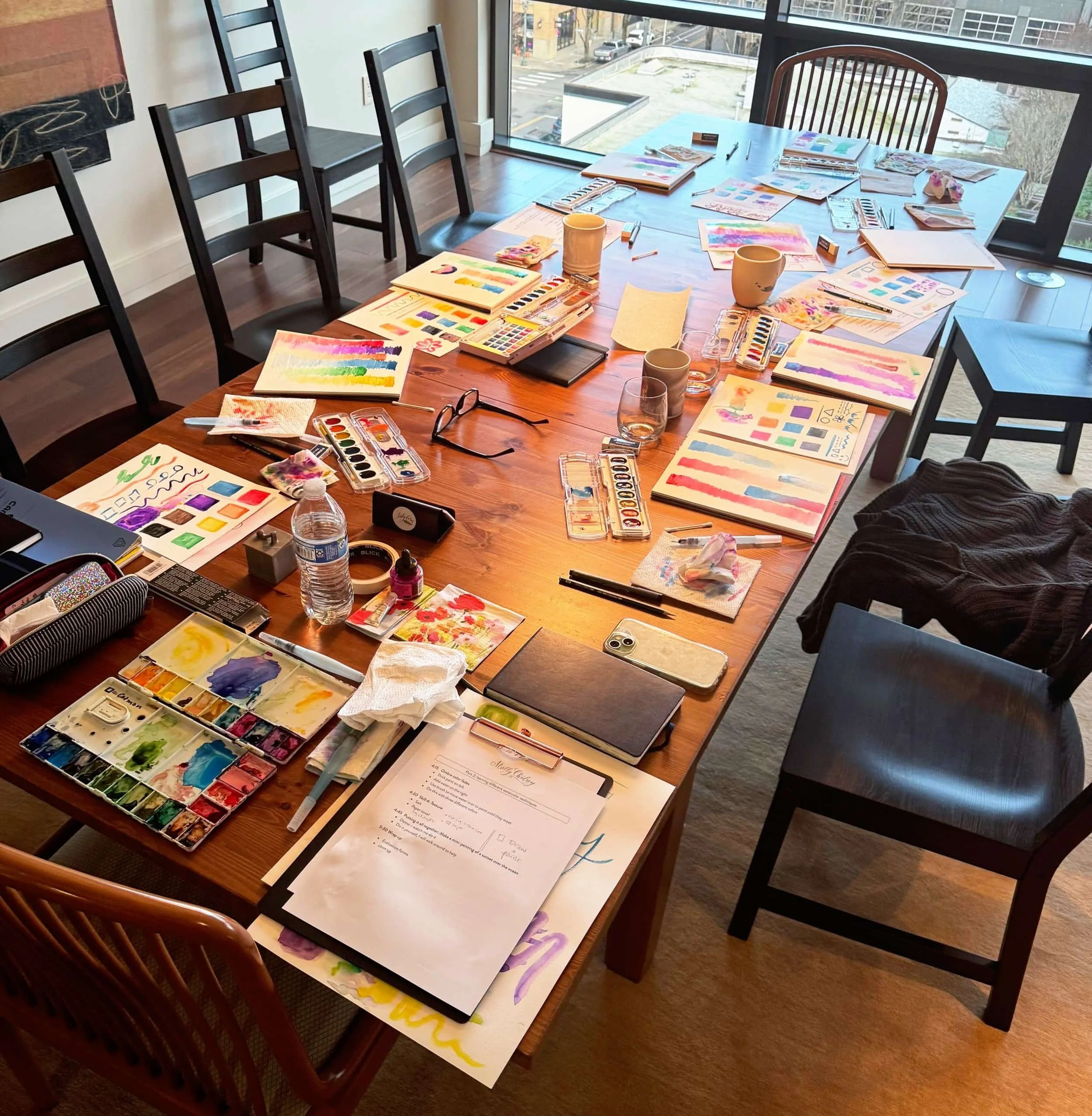 Watercolor Basics, private group workshop in Portland