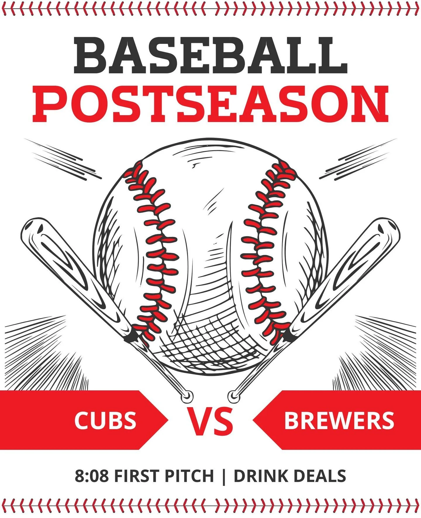 Game Two Viewing Party!  The Chicago Cubs are looking to even up their Division Series against the Milwaukee Brewers - first pitch 8:08 p.m. $12 Miller/Coors pitchers, $5 Skrewball/Fireball + our daily deals.  Go Cubs Go!