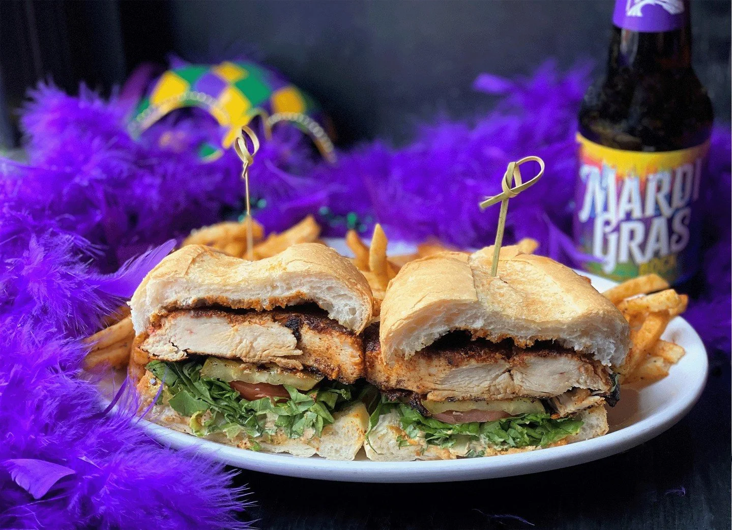 Happy Fat Tuesday! It&rsquo;s the last day for our three Po&rsquo; Boys - Blackened Chicken, Andouille Sausage and Fried Shrimp - all served with Cajun fries. We&rsquo;re also featuring Abita Mardi Gras Bock cans. Laissez les bons temps rouler! 📷TLM