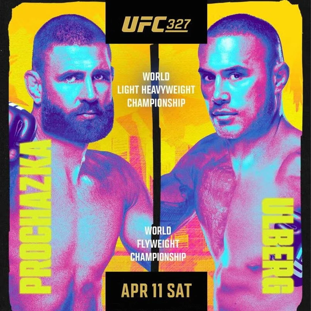 This Saturday:  UFC 327 Viewing Party! In the main event, former champion and wild knockout artist, Jiri Prochazka, battles the rising New Zealand powerhouse Carlos Ulberg for the vacant Light Heavyweight title. NEW CO-MAIN: Paulo Costa vs. Azamat Mu