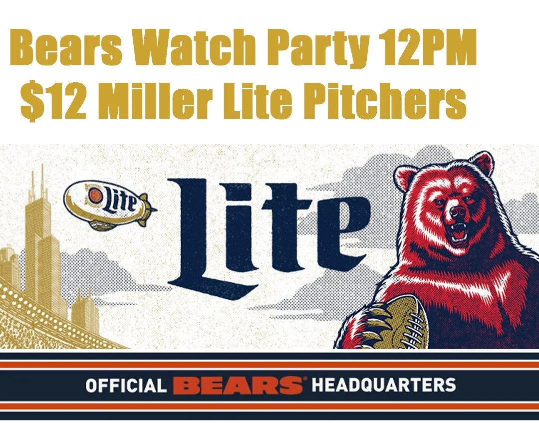Bears Season Opener! Watch Party for Bears-Panthers at noon. $12 Miller/Coors pitchers, $5 Skrewball/Fireball + daily deals. Bear Down! 
.
.
.
.
.
#chicagofunauthority #chicagodrinks #chicago #chicagobars #chicagogram #chicagogrammer #chicagobeer #ch