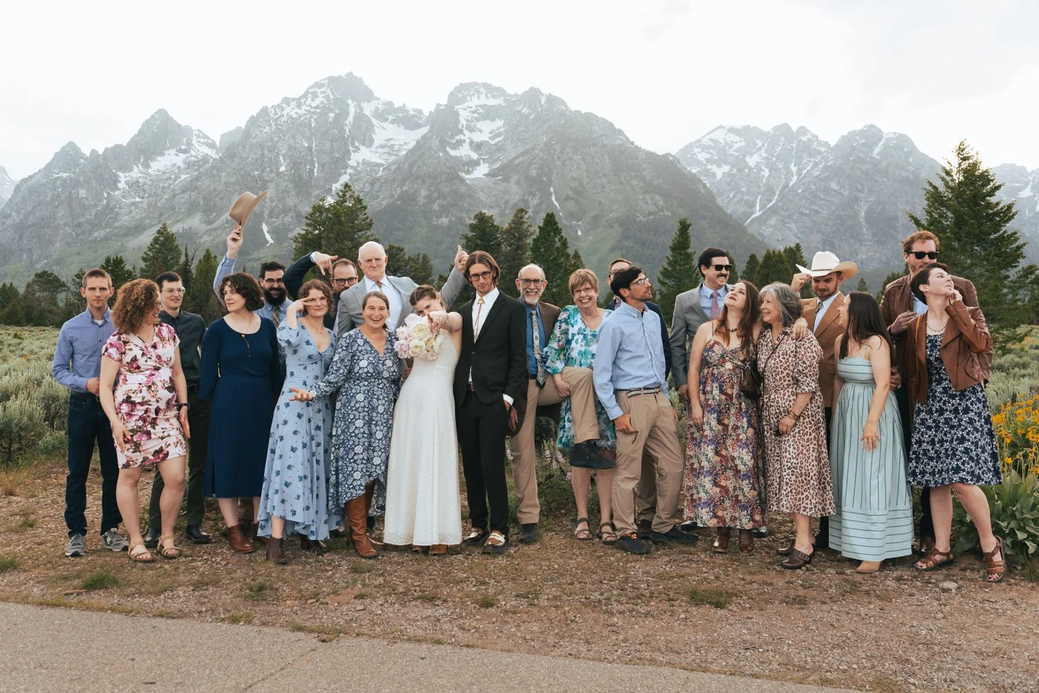 group photos at Mountain View turnout in Jackson hole