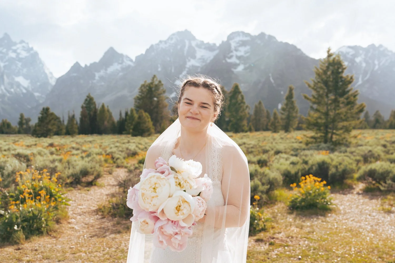Mountain View turnout elopement tetons