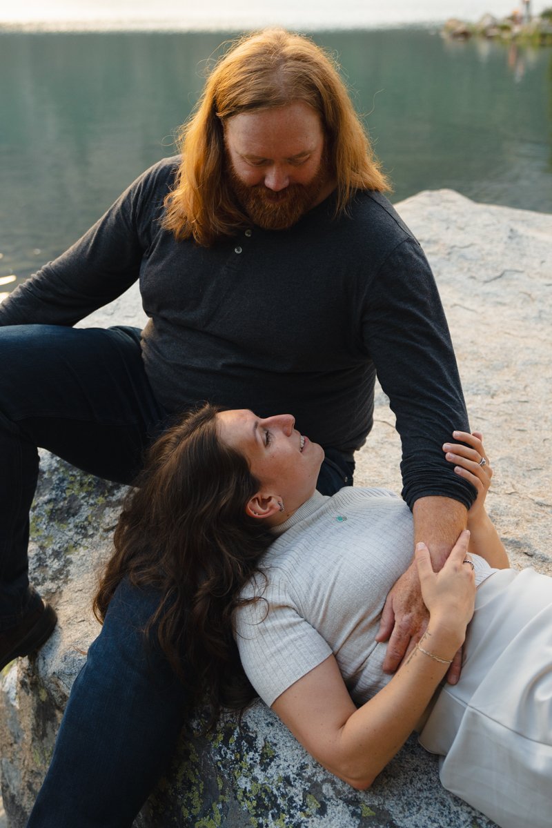 close up of a couple eloping at Taggart Lake in Grand Teton