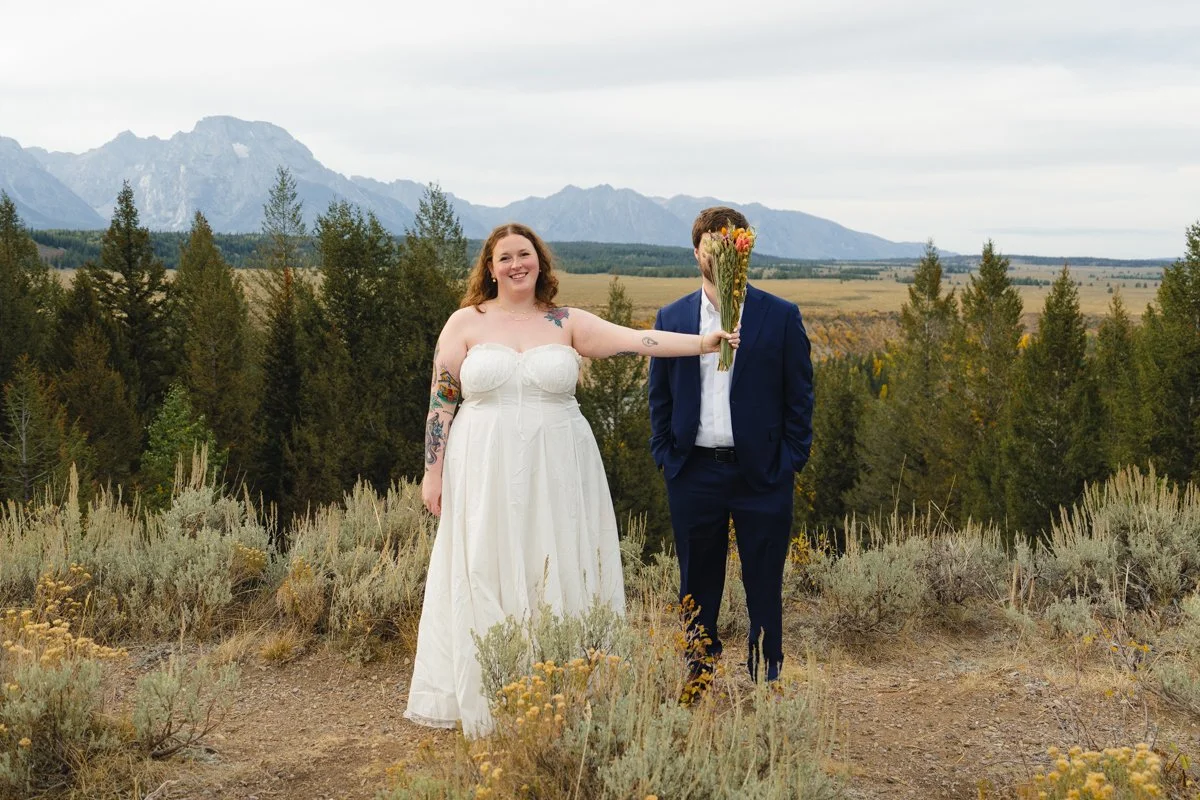 elopement at the snake river overlook in wyoming