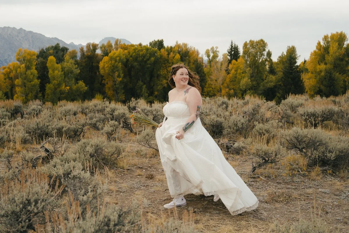 schwabacher landing elopement photo of bride