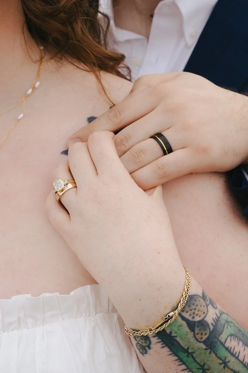 bride and groom detail photos at schwabacher landing