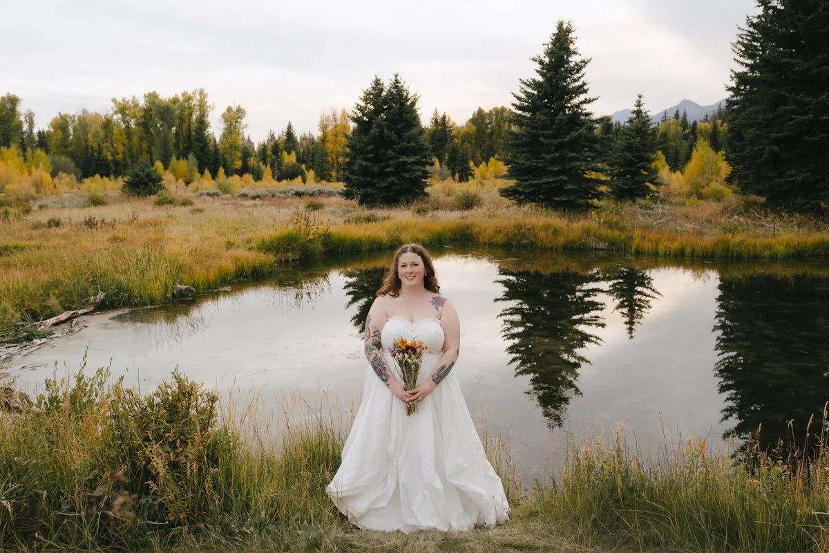 an elopement at schwabacher landing in Grand Teton