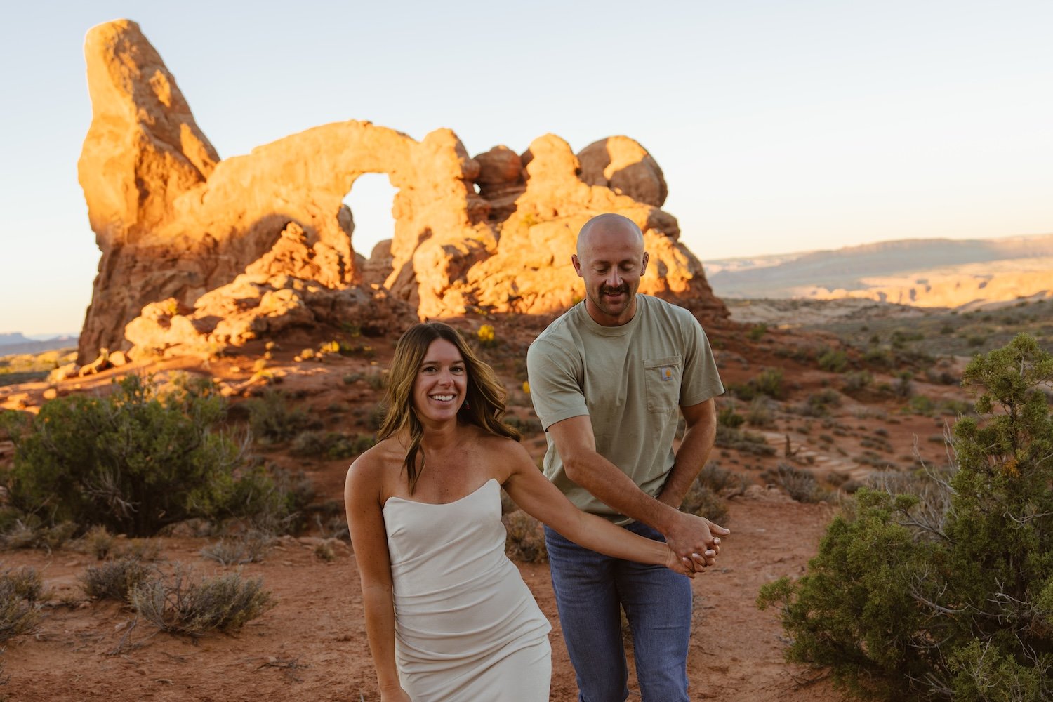 an elopement in arches national park at turret arch
