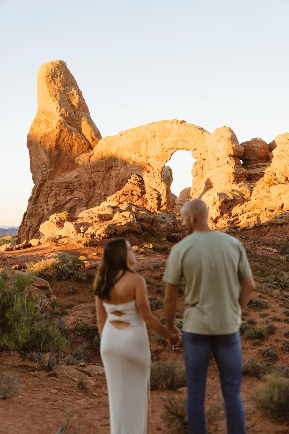 couple at their arches national park elopement