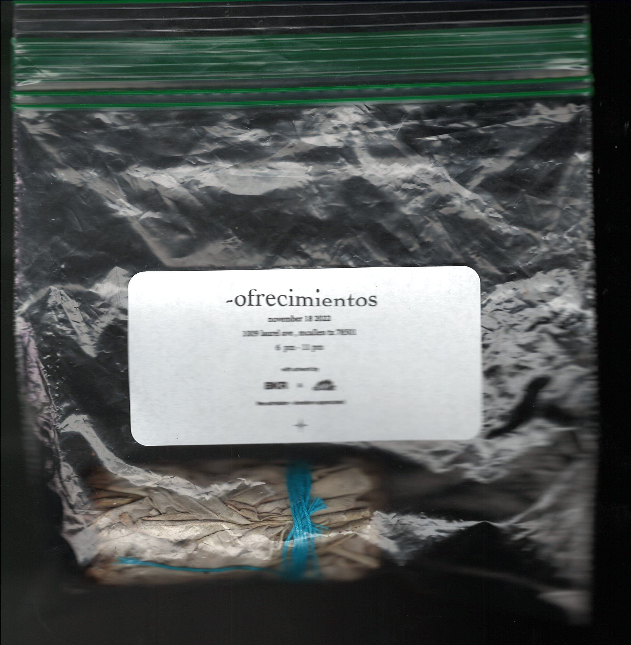 unused teaser . i scanned a burnt bundle of white sage in a bag with the flyer info