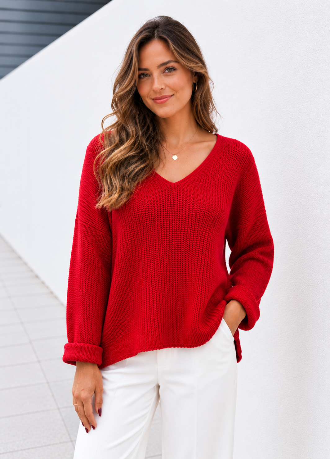 Isabella Red Knit