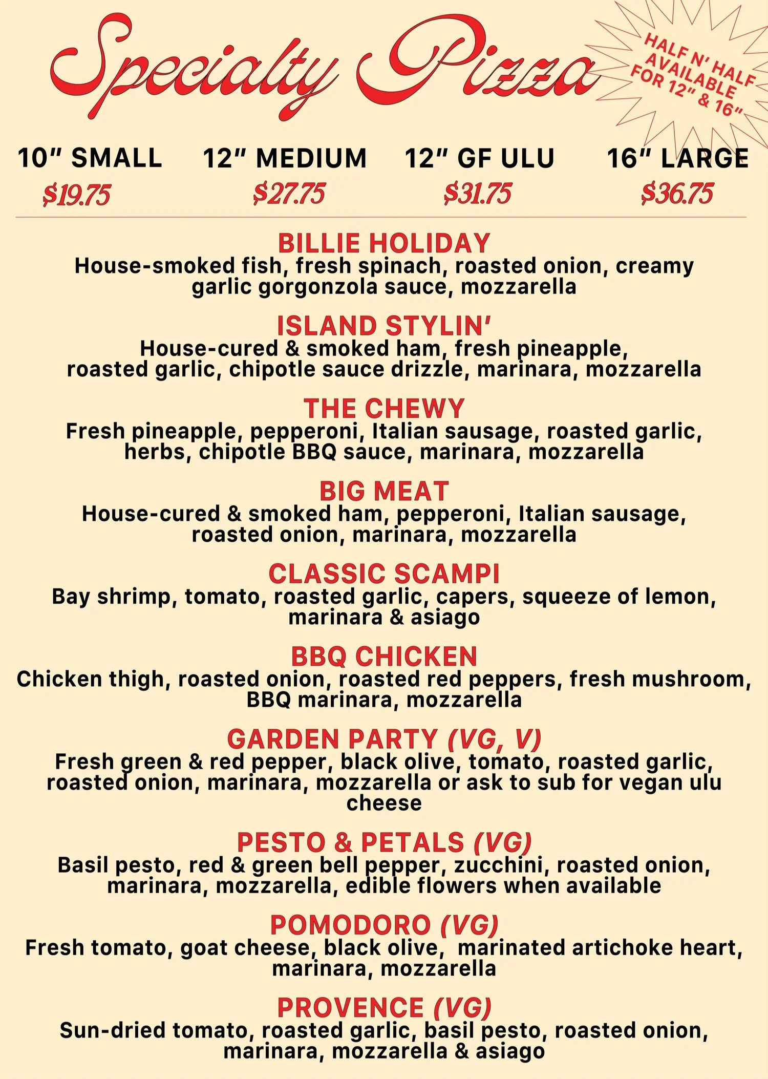 Menu — Kilauea Bakery & Pizzeria
