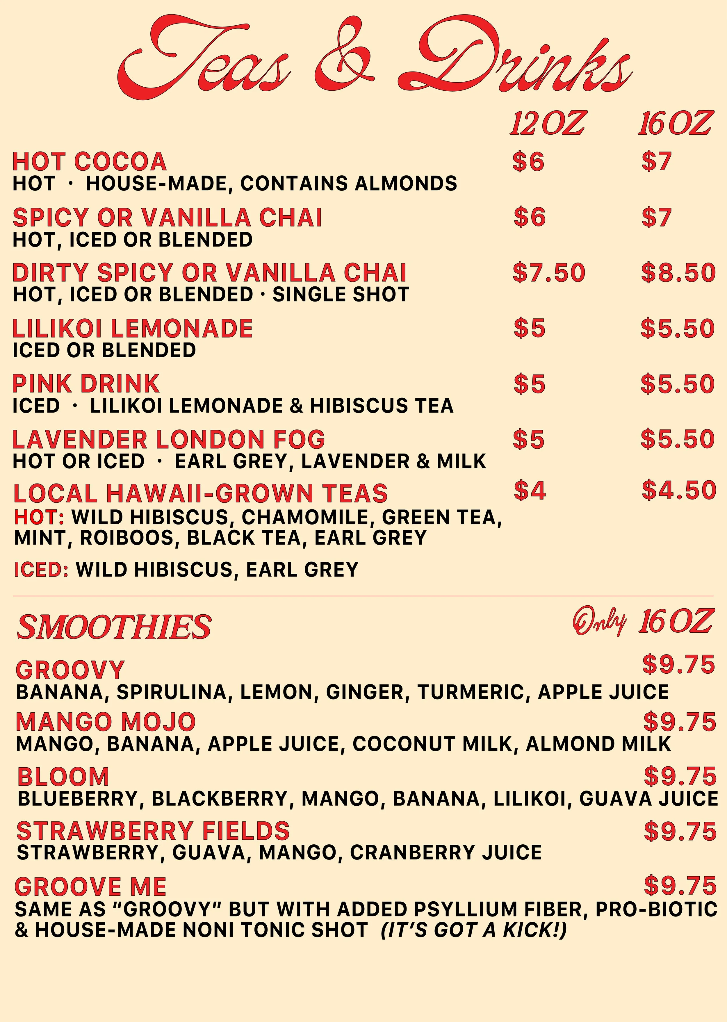 Menu — Kilauea Bakery & Pizzeria