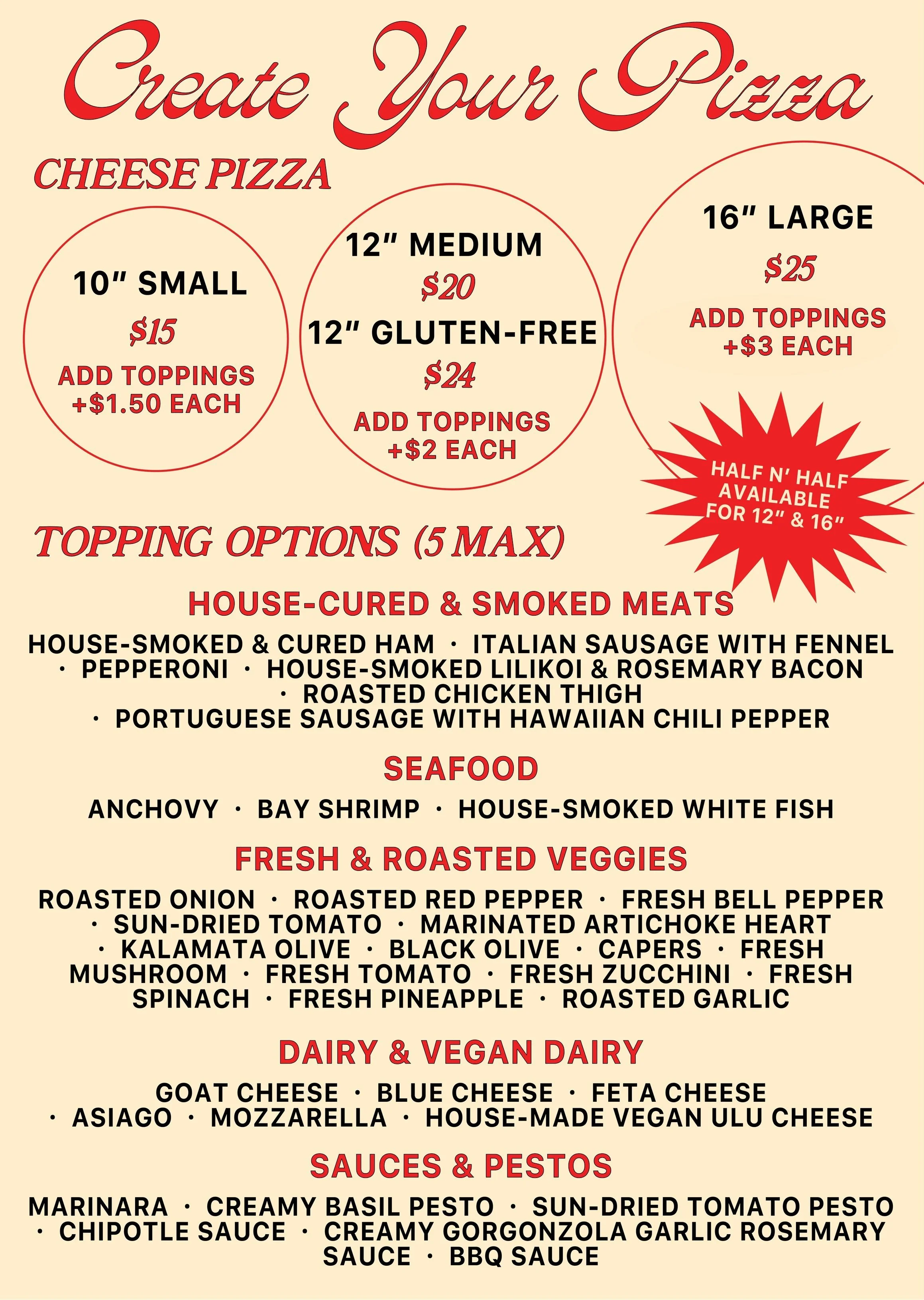 Menu — Kilauea Bakery & Pizzeria