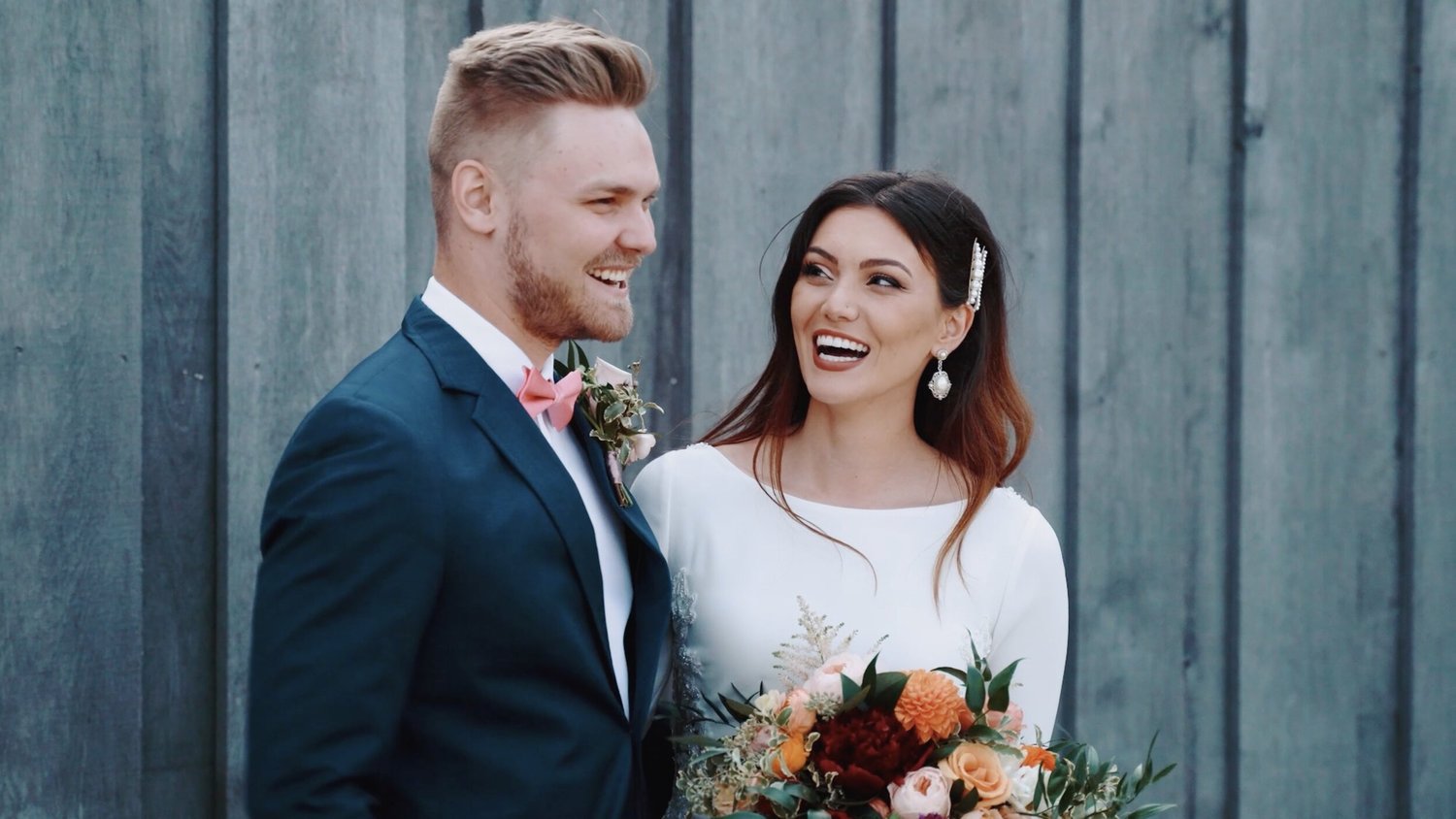 Claire and Matthew on their wedding day, photographed by Chaz Mazzota