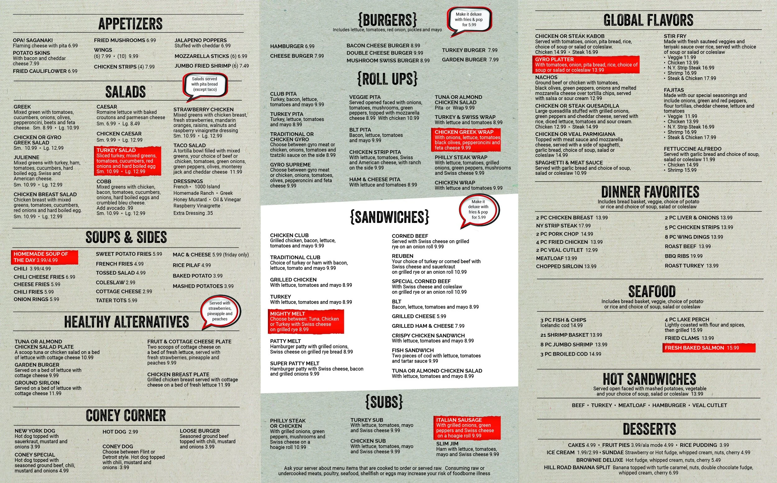 Menu — Hill Road Grille