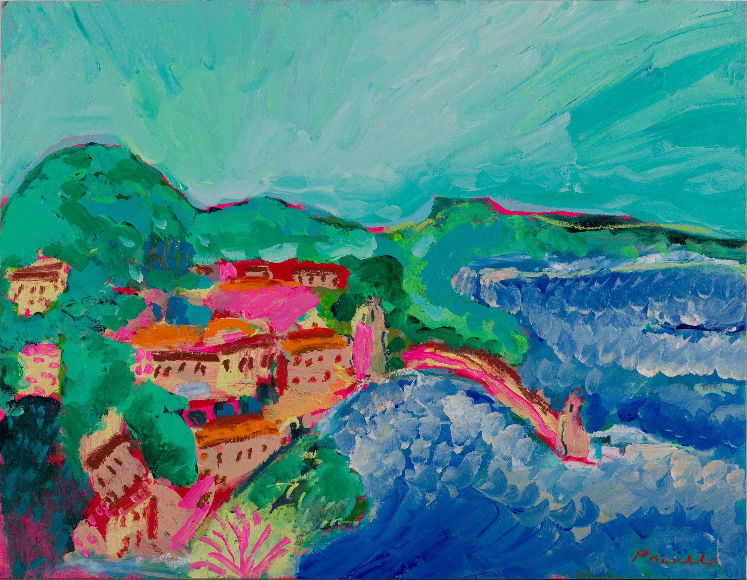 The Vineyards Lit Up Behind The Town_51x41cm_board_£1450.JPG