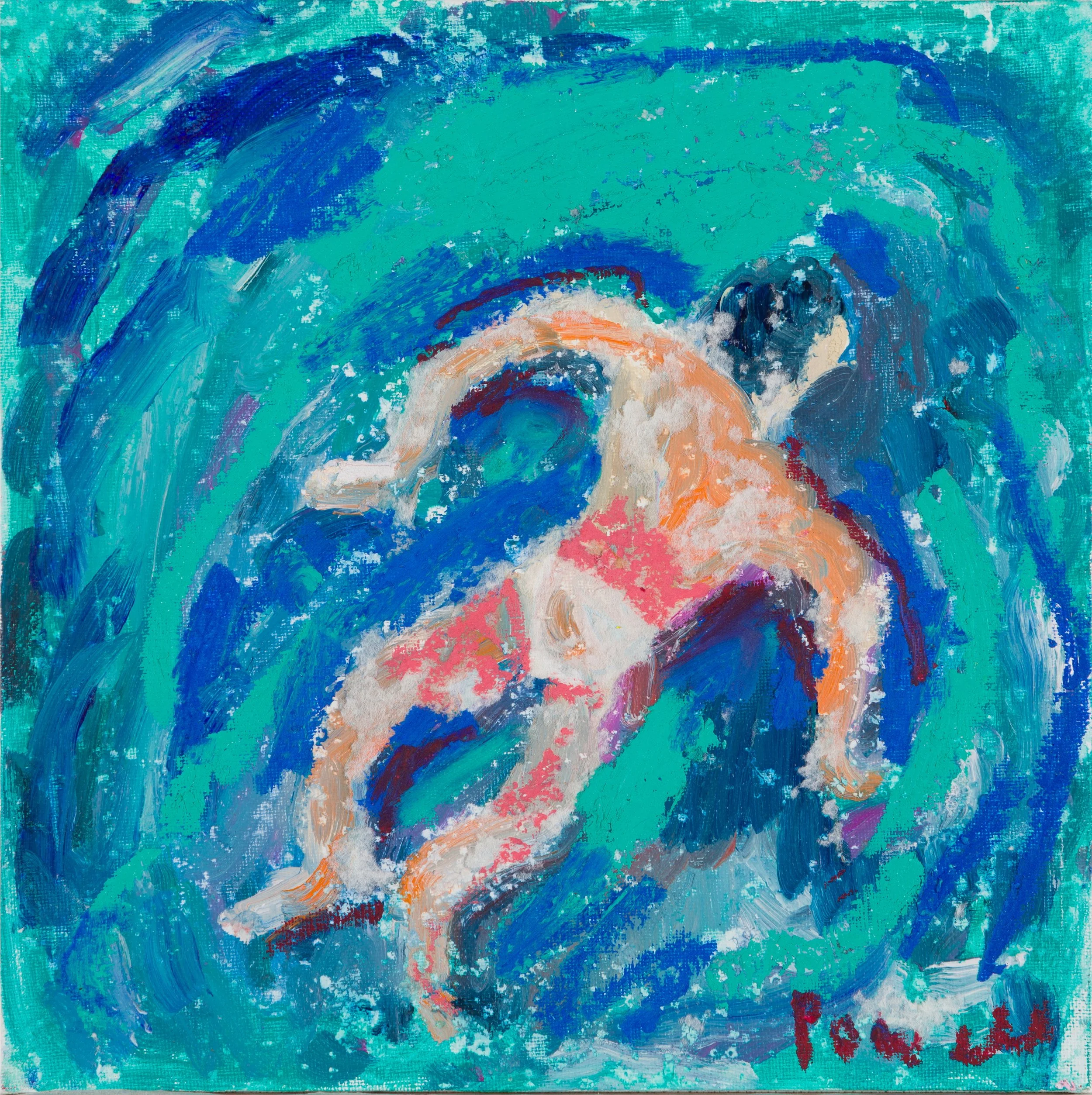 Swimming In The Azur_25.5 square canvas board.JPG