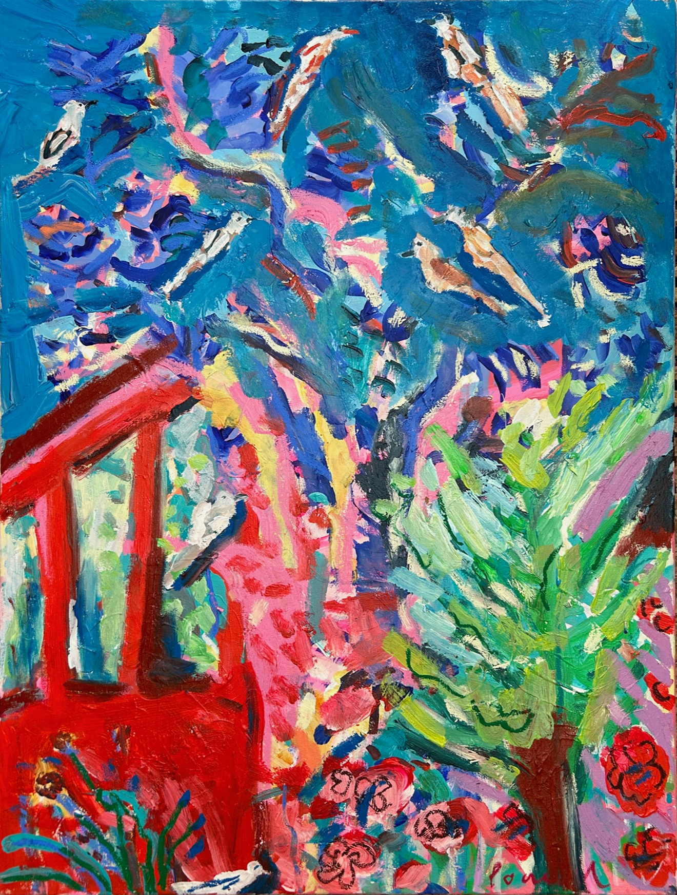 Silver Tree Full Of Sparrows, Polreath Guest House_80x60cm_£1980.png