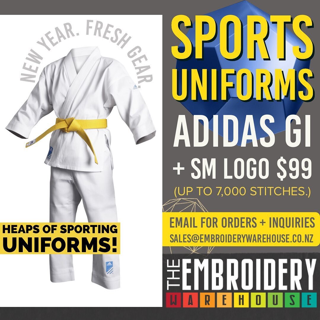 New year. Fresh Gear. 

We get our kicks out of sports gear that fits.  Need new uniforms for your sports team or club? Get in touch on 027 427 9538 or email sales@embroiderywarehouse.co.nz 

#nzkarate #nzjudo #nzbjj #nzjiujitsu #nzboxing #nzrugby #n