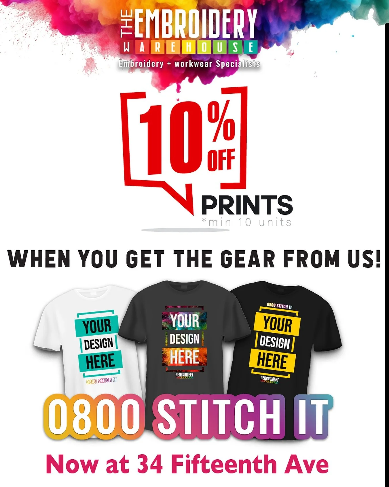 STOP PRESS!!! 

Bring your brand to life with photo-realistic, vibrant prints that look and feel amazing. From unlimited colours to smooth gradients and fine detail, our digital printing makes your gear stand out.

✨ This deal applies when you choose