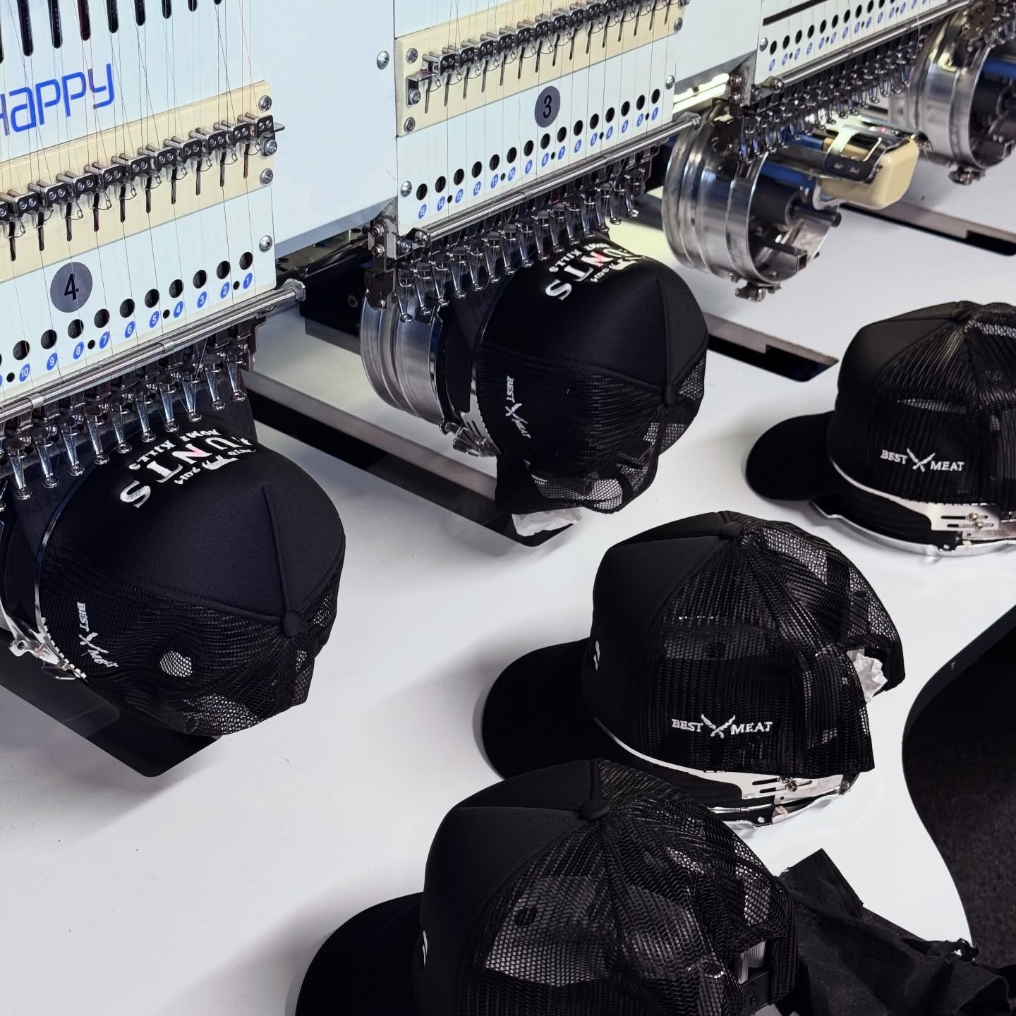 Hats for the meat kings 👑🖤 Loving this run for Hunts Homekills! 

This is what great branding looks like on a great product.

Want a batch for your crew? Let&rsquo;s make it happen 👇

📍34 Fifteeth Avenue, Tauranga. 
📞 0800 STITCH IT or (07) 949 