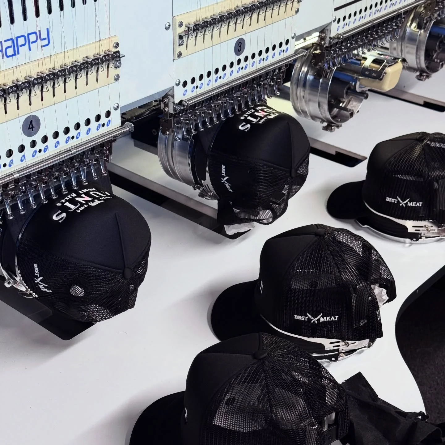 Hats for the meat kings 👑🖤 Loving this run for Hunts Homekills! 

This is what great branding looks like on a great product.

Want a batch for your crew? Let&rsquo;s make it happen 👇

📍34 Fifteeth Avenue, Tauranga. 
📞 0800 STITCH IT or (07) 949 