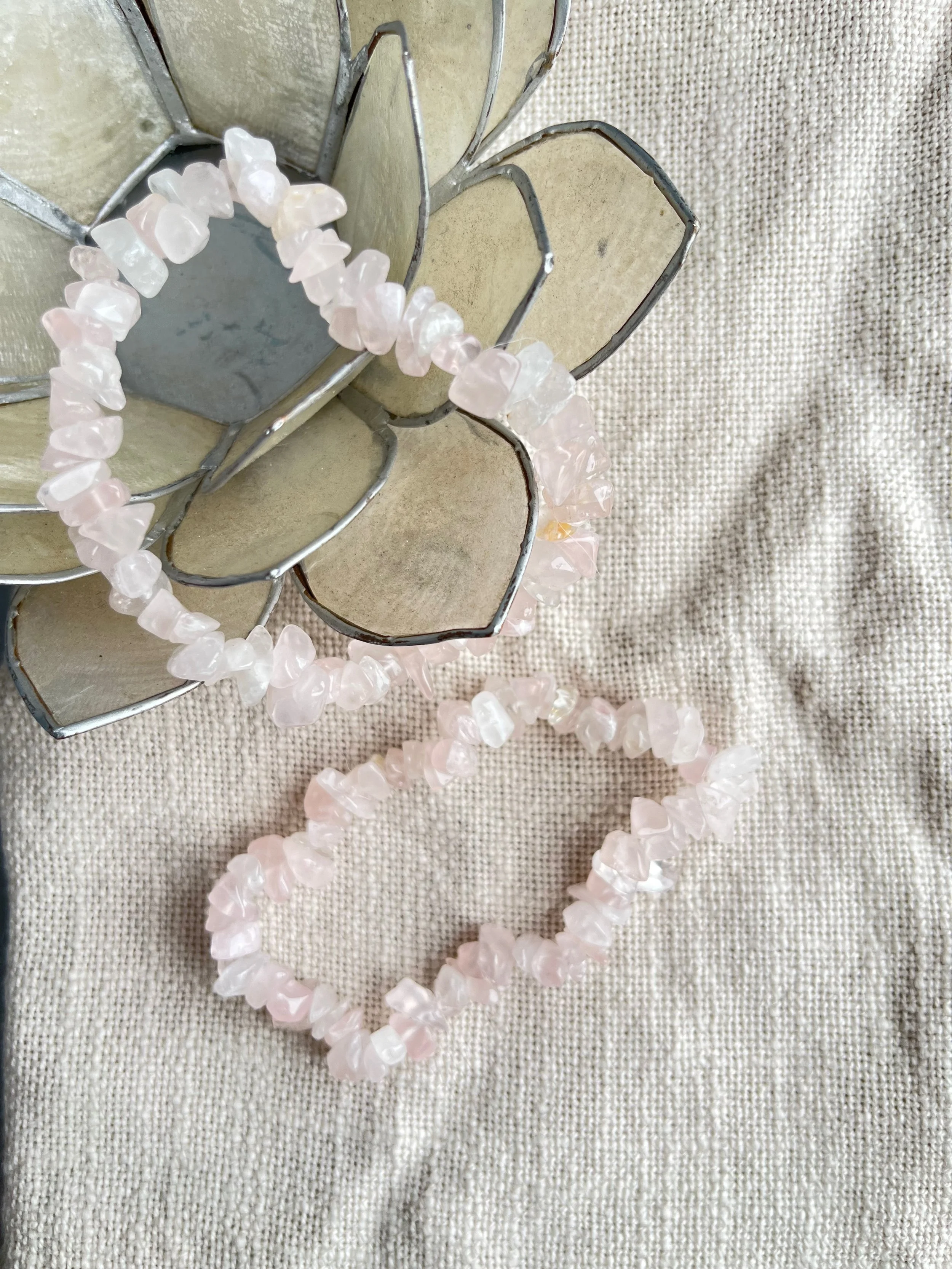 Rose Quartz Crystal Chip Bracelet