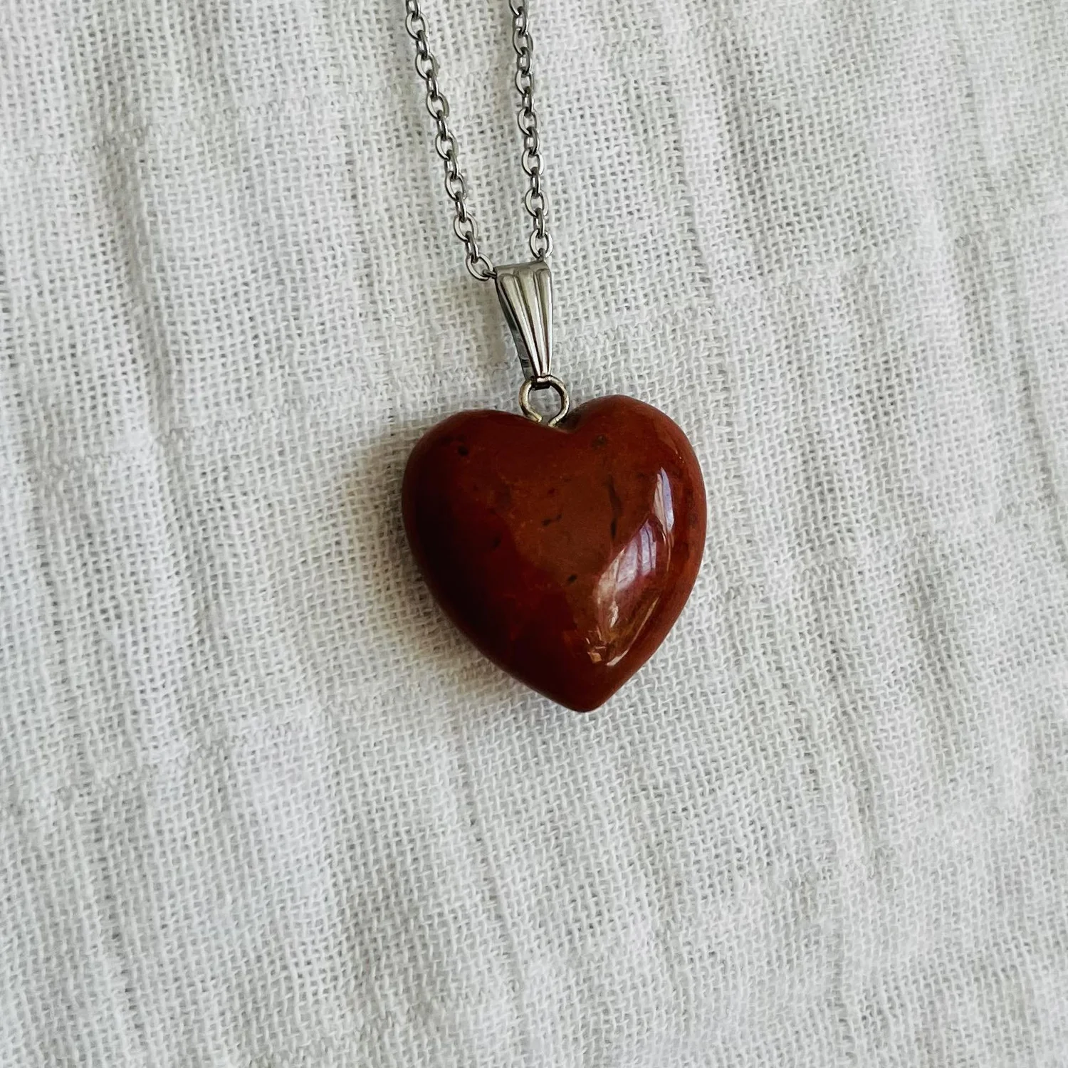 Pendentif Cœur En Pierre Jaspe - Perle Pendentif, Neuf