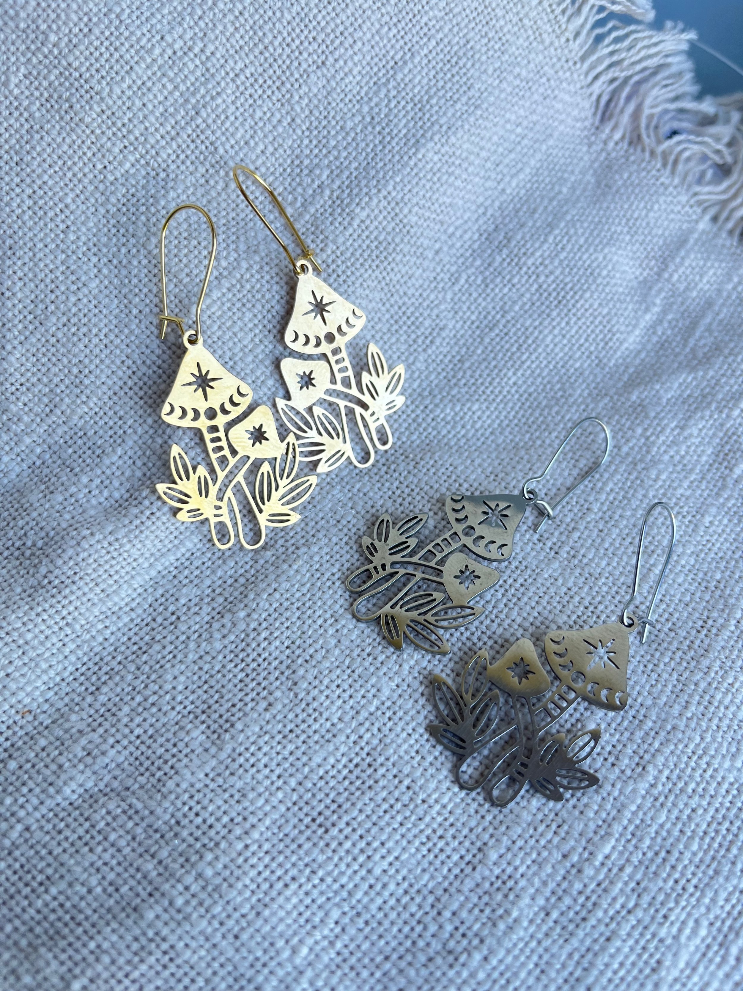 Celestial Mushroom Drop Earrings