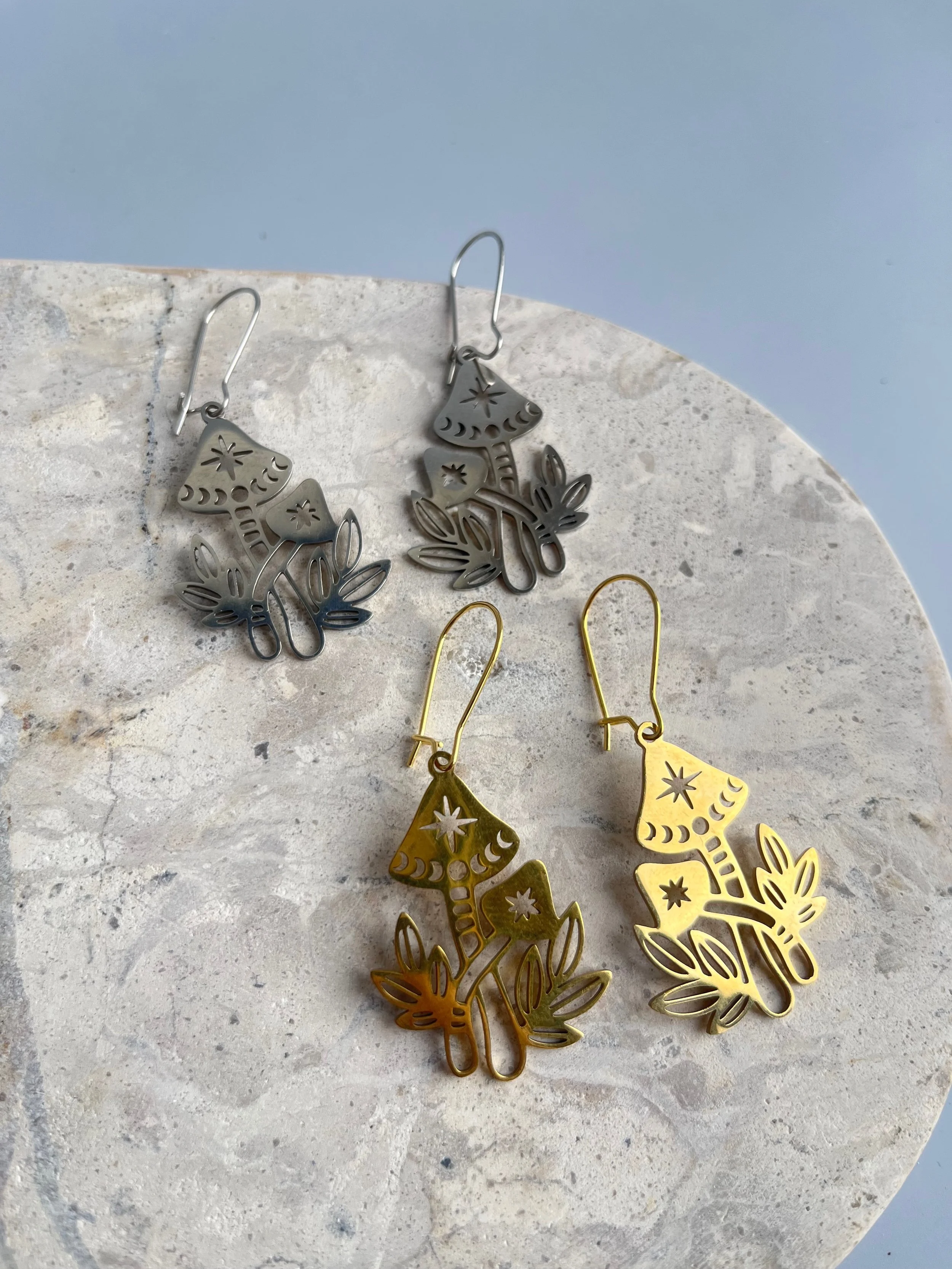 Celestial Mushroom Drop Earrings