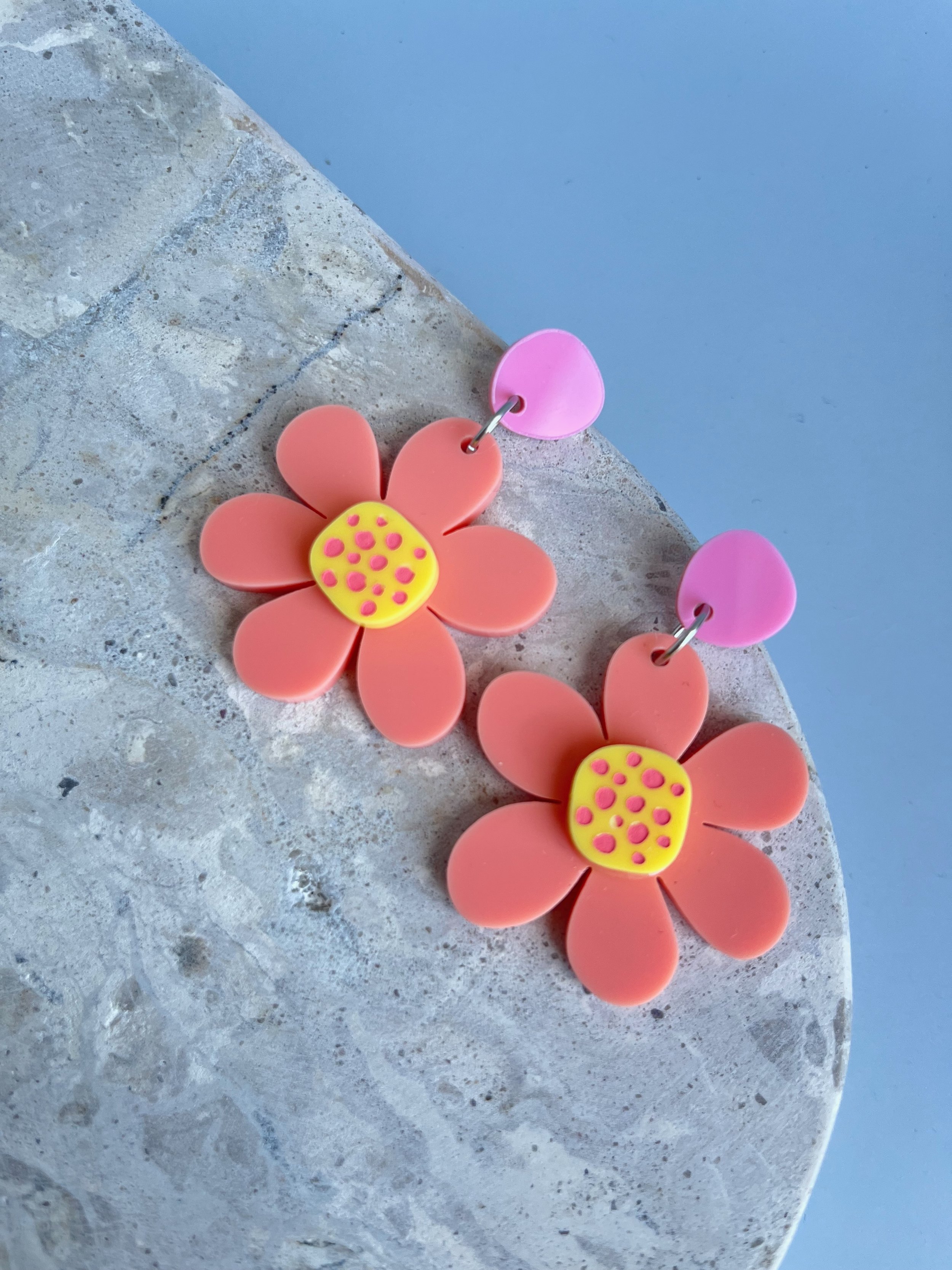 Coral Acrylic Flower Earring