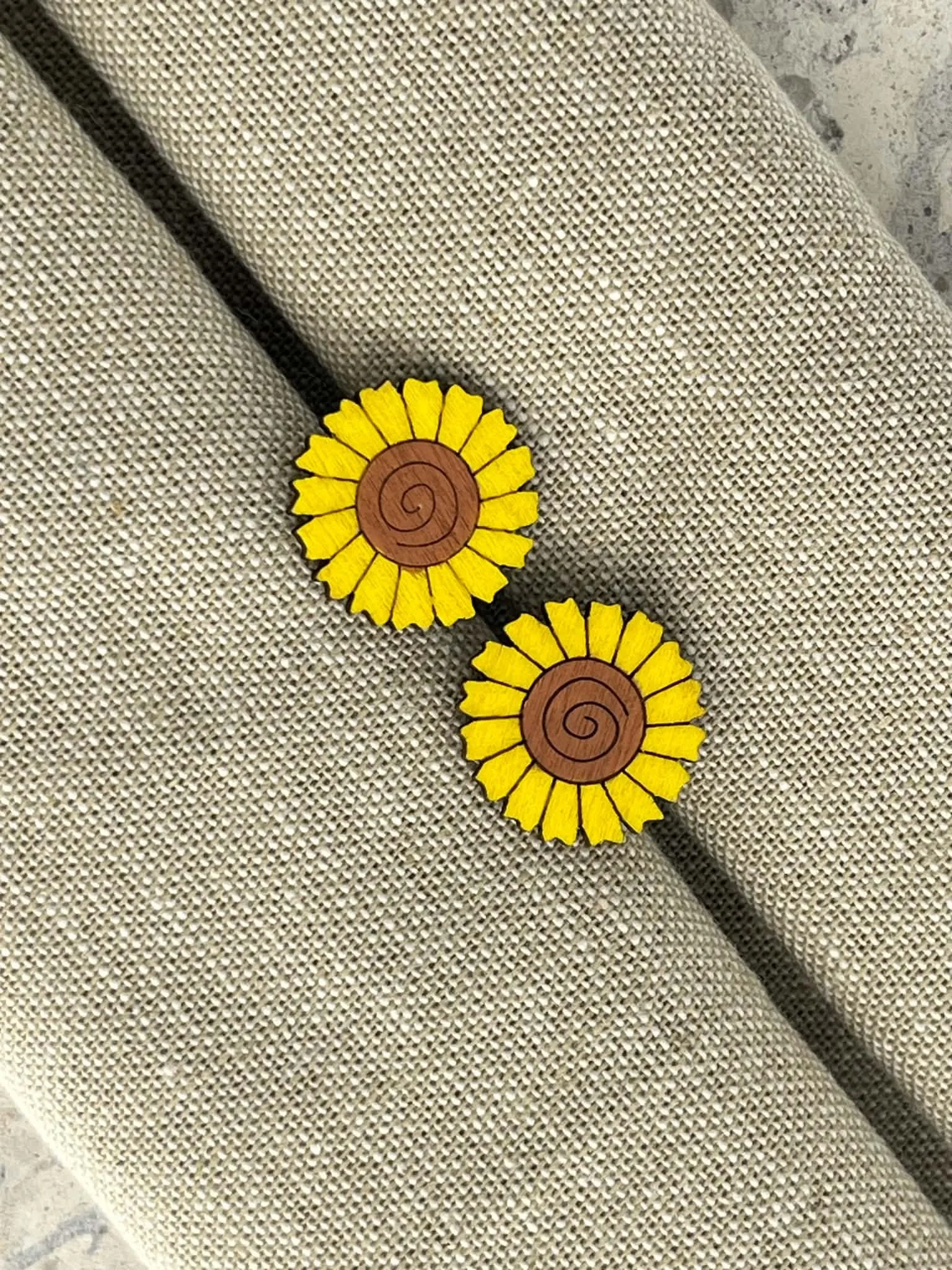 Wooden Daisy Earring Studs from our One Pair A Day Collection