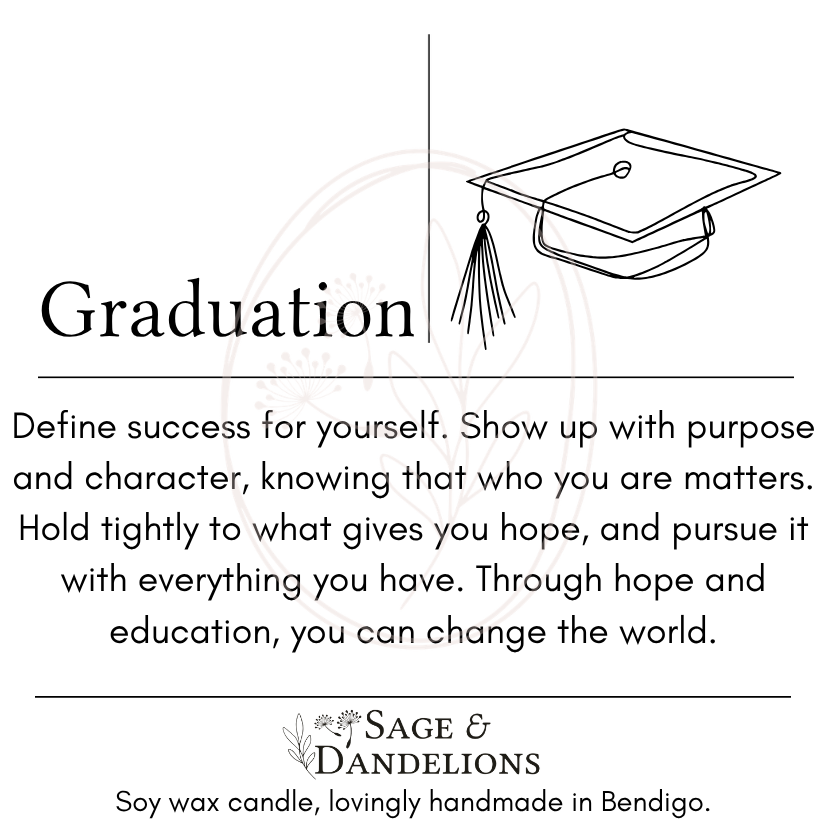 Graduation – Scented Soy Candle | Handmade in Bendigo