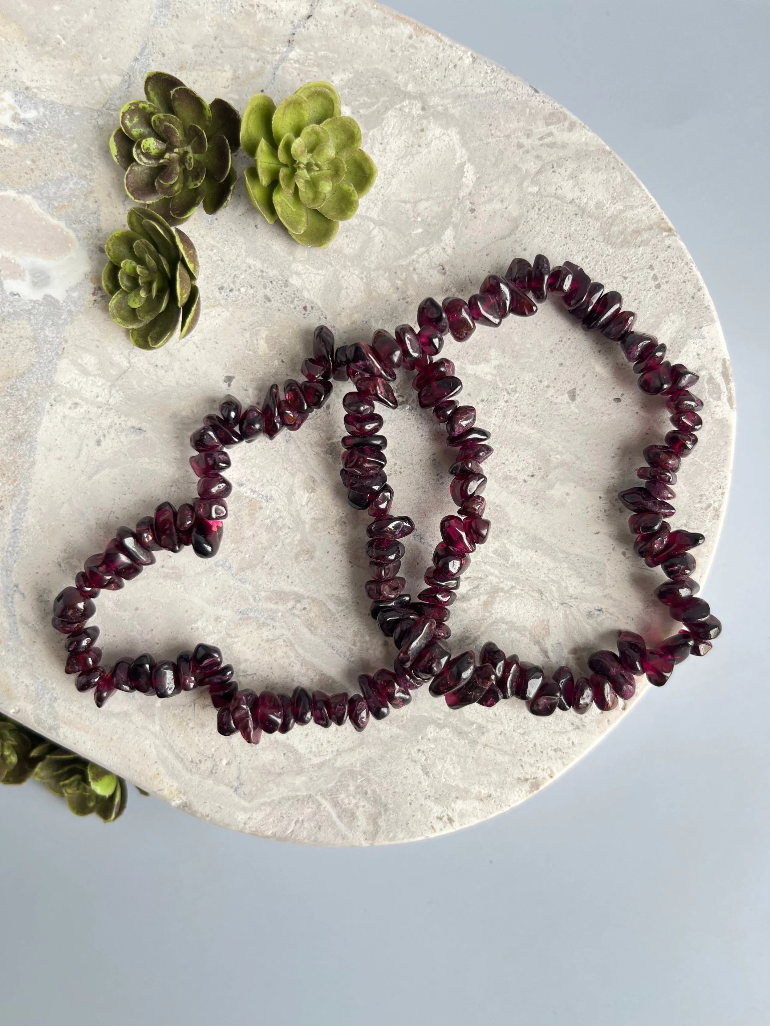 Garnet Crystal Chip Bracelet