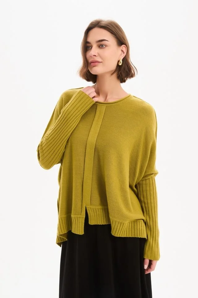 Tirelli Boxy Rib Jumper in Chartreuse