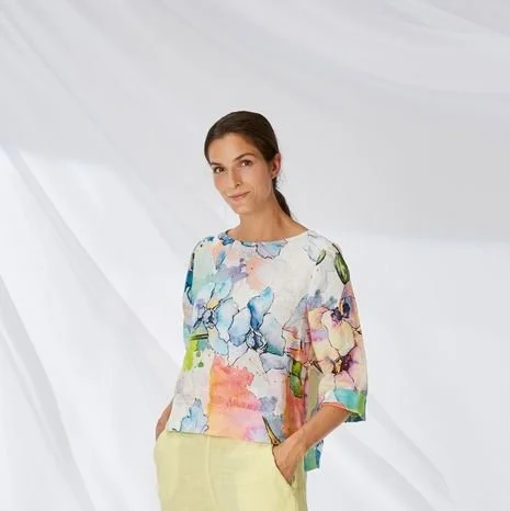 Yellow Label Blouse in Multi Print